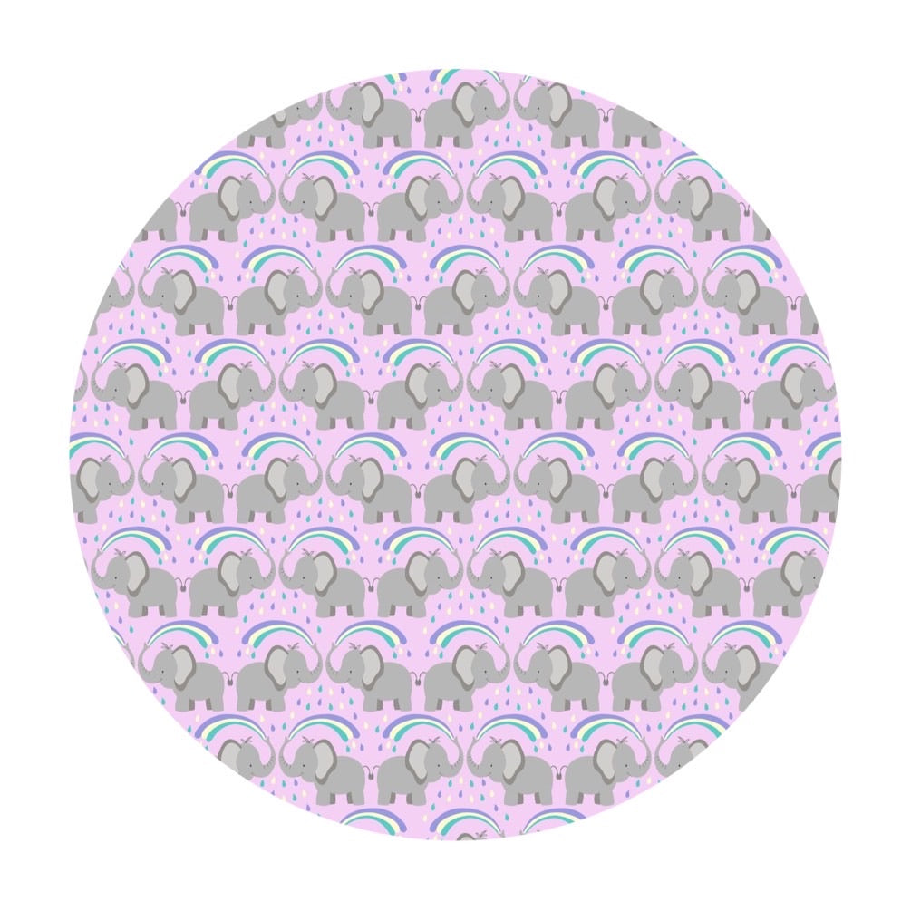 Rainbow Elephants on Light Lilac - Rainbows Collection - Lewis & Irene Fabrics