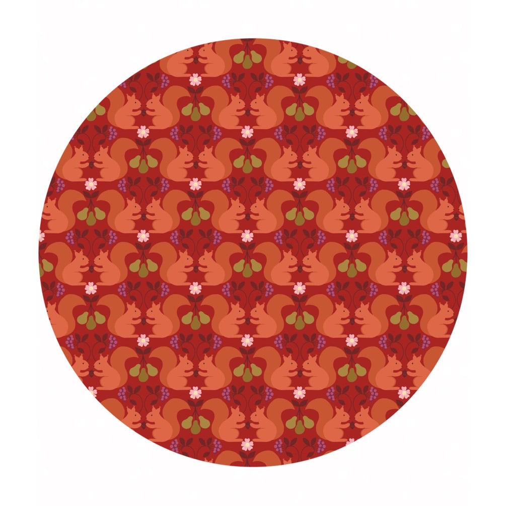 1.5 meters left! - Red Squirrels on Red - The Orchard Collection - Lewis & Irene Fabrics