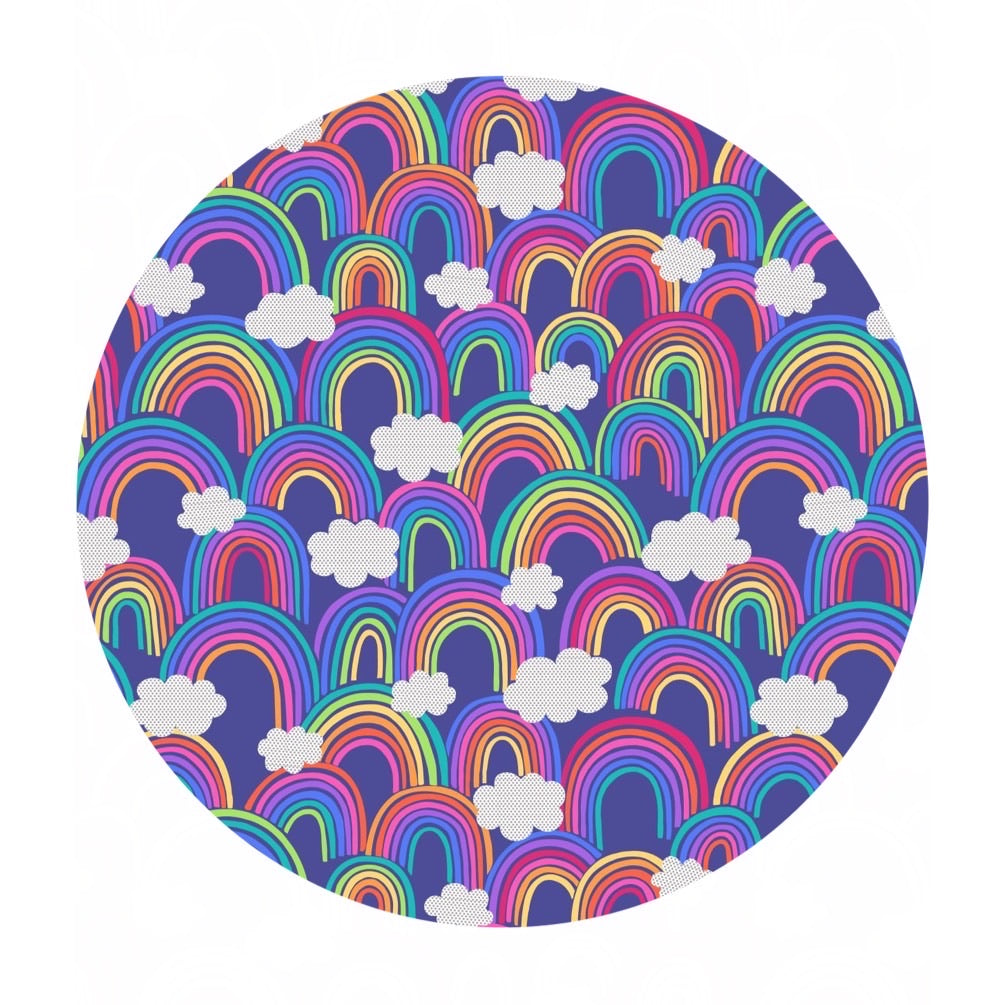 2.5 meters left! - Over Rainbows on Blue - Rainbows Collection - Lewis & Irene Fabrics