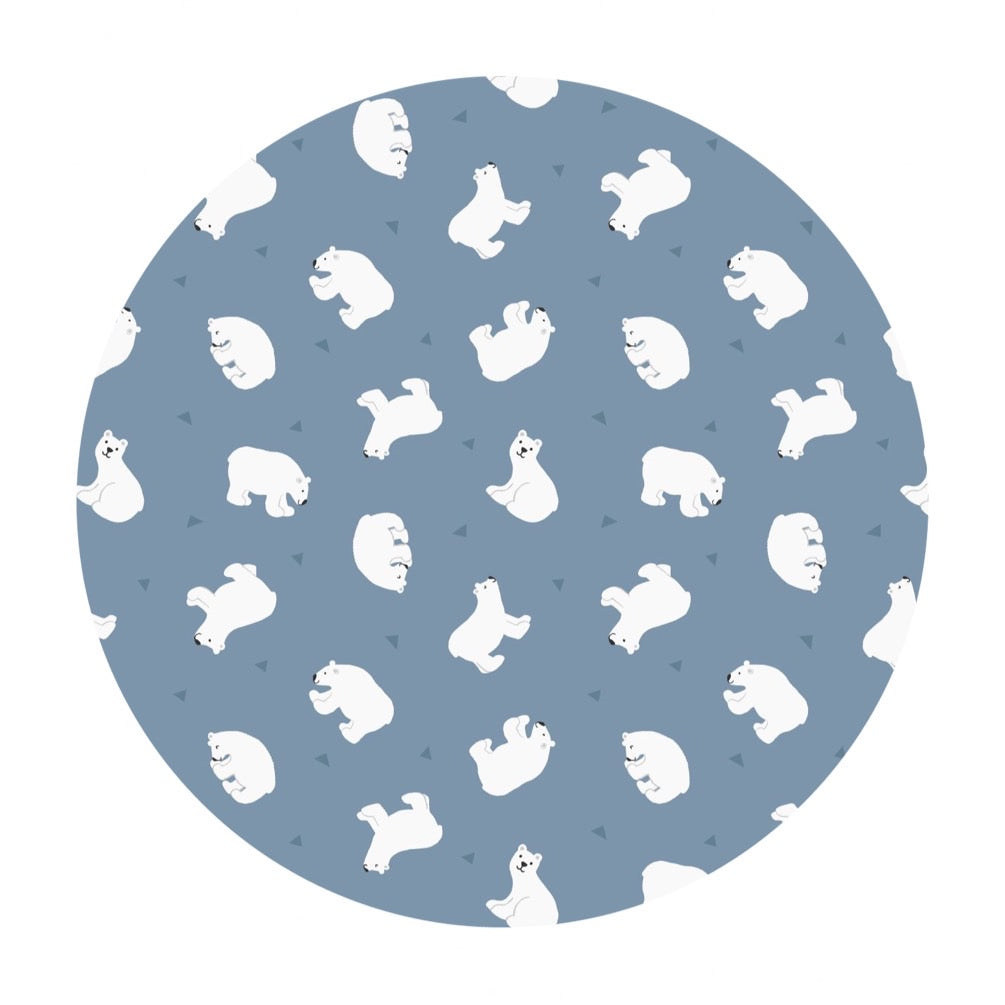 Polar Bears on Light Denim Blue with Pearl - Small Things Polar Animals Collection - Lewis & Irene Fabrics