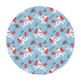 3 meters left! - Holiday Unicorns in Blue - It's Always Unicorn Season Collection - Camelot Fabrics