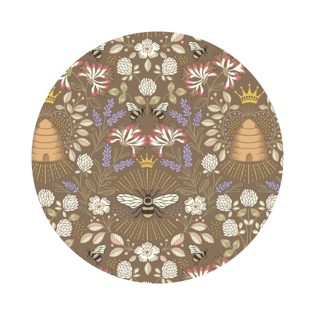 Beehive on Fawn with Gold Metallic - Honey Bee Collection - Lewis & Irene Fabrics