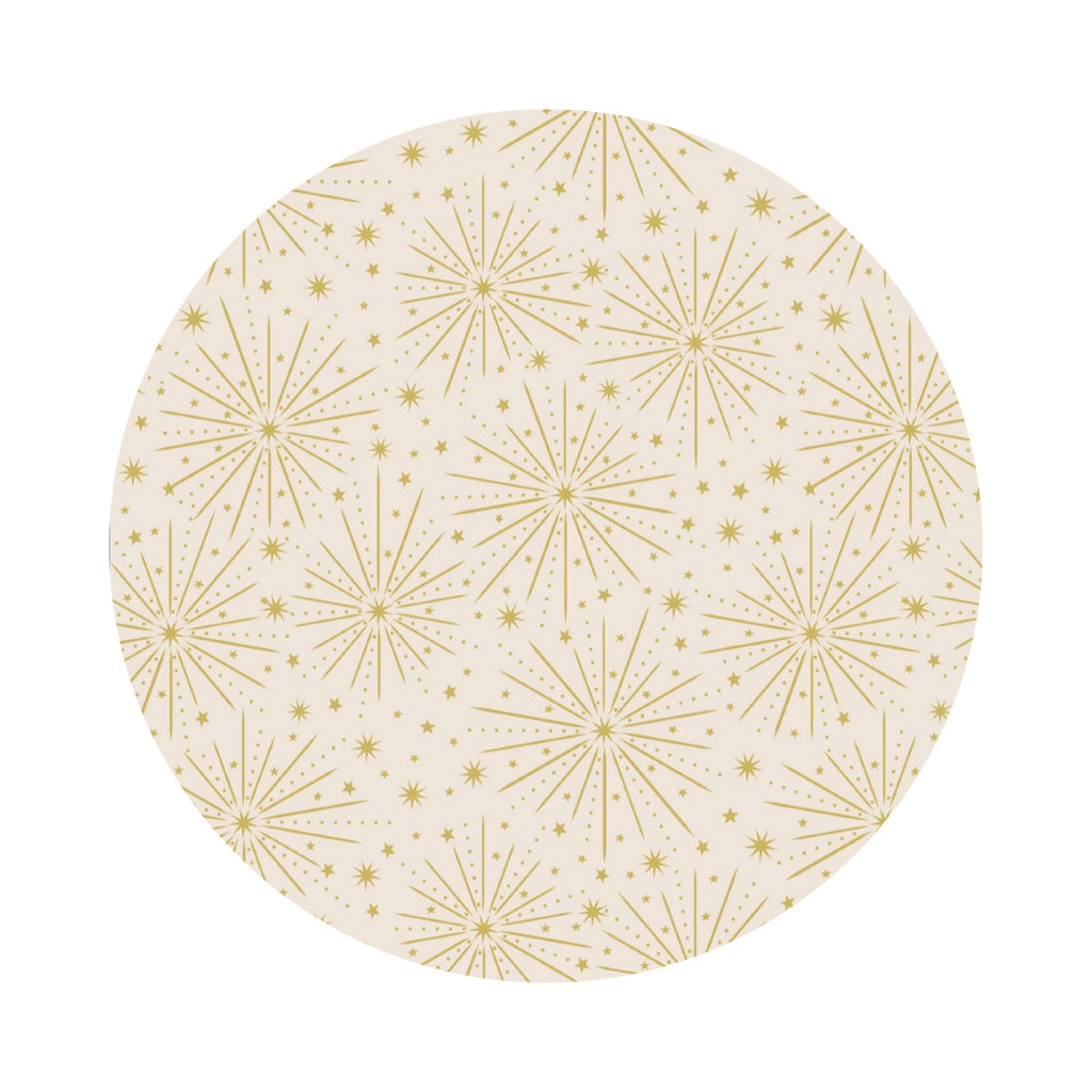 Gold Metallic Starburst on Dark Cream - Honey Bee Collection - Lewis & Irene Fabrics