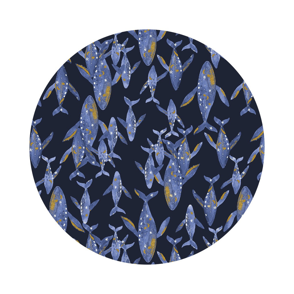 3 meters left! - Golden Whale in Great Depths Metallic Cotton - Cosmic Sea Collection - Calli and Co. - Cotton + Steel Fabrics