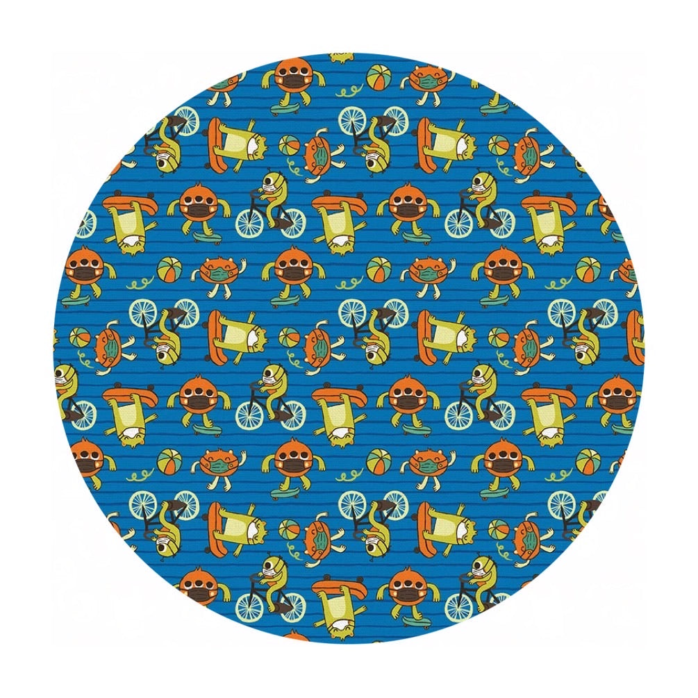 3 meters left! - Monsters in Blue - Have Fun, Stay Safe! Collection - Paintbrush Studio Fabrics