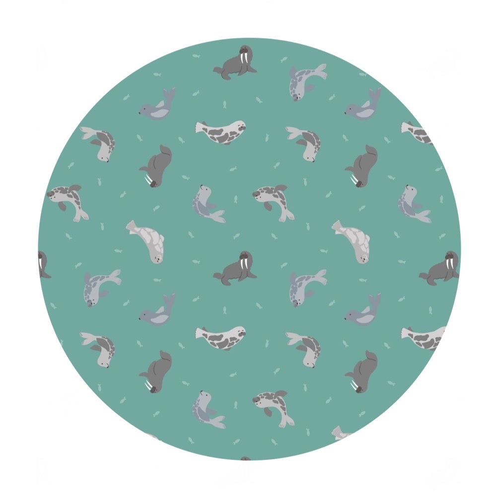 .5 meters left! - Seals on Marine with Pearl - Small Things Polar Animals Collection - Lewis & Irene Fabrics