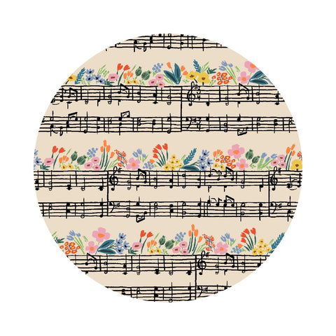 1.5 meters left! - Music Notes in Natural Canvas - Bramble Collection by Rifle Paper Co. - Cotton + Steel Fabrics