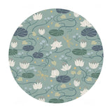 Lilies on Dark Duck Egg with Gold Metallic - Jardin de Lis Collection - Lewis & Irene Fabrics