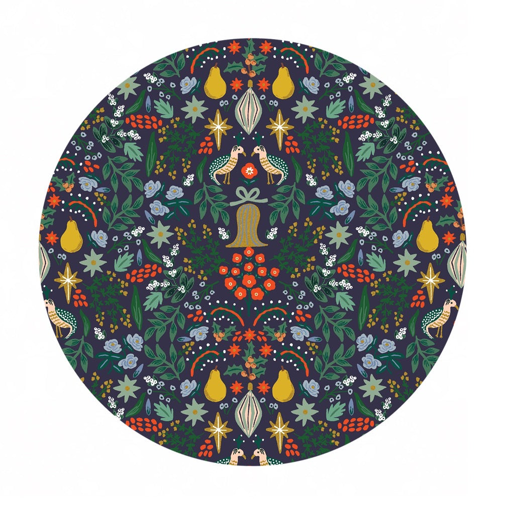 4.5 meters left! - Partridge in Navy Metallic Cotton - Holiday Classics by Rifle Paper Co. - Cotton + Steel Fabrics