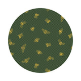 Metallic Gold Bees on British Green - Honey Bee Collection - Lewis & Irene Fabrics
