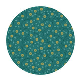 1.5 meters left! - Gold Metallic Flowers on Green - Wintertide Collection - Lewis & Irene Fabrics