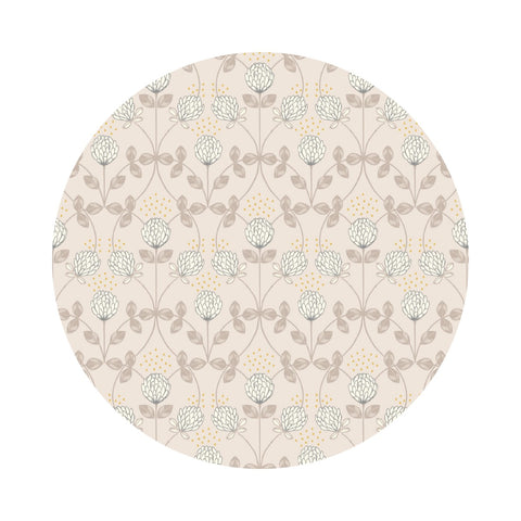 2.5 meters left! - Clover on Natural with Gold Metallic - Honey Bee Collection - Lewis & Irene Fabrics