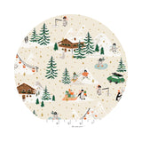 Penguin Village in Cream and Gold Metallic Cotton - Holiday Classics IV by Rifle Paper Co. - Cotton + Steel Fabrics