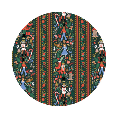 Holly Jolly Nutcracker in Evergreen with Gold Metallic Cotton - Holiday Classics IV by Rifle Paper Co. - Cotton + Steel Fabrics