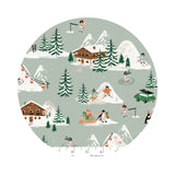 Penguin Village in Mint and Gold Metallic Cotton - Holiday Classics IV by Rifle Paper Co. - Cotton + Steel Fabrics