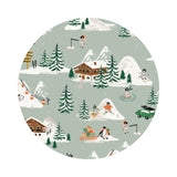 Penguin Village in Mint and Gold Metallic Cotton - Holiday Classics IV by Rifle Paper Co. - Cotton + Steel Fabrics
