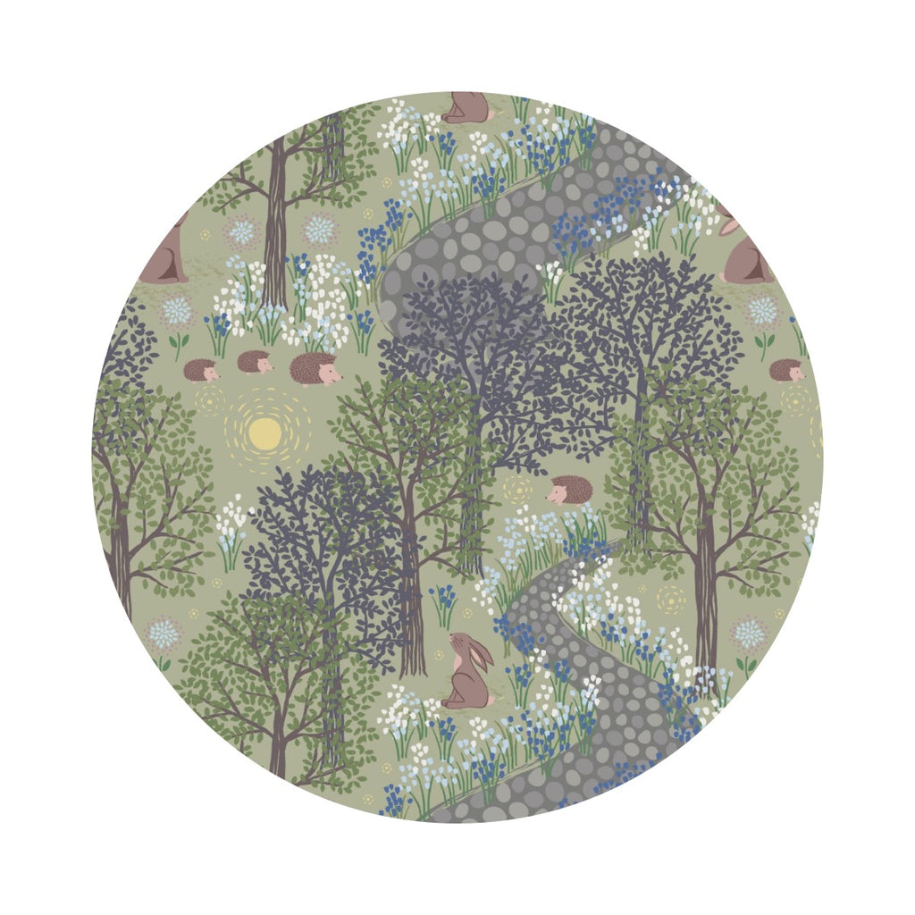 1 meter left! - Bluebell Wood on Sage Green - Bluebell Collection - Lewis & Irene Fabrics