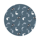 Whales on Dark Ocean with Pearl - Small Things Polar Animals Collection - Lewis & Irene Fabrics