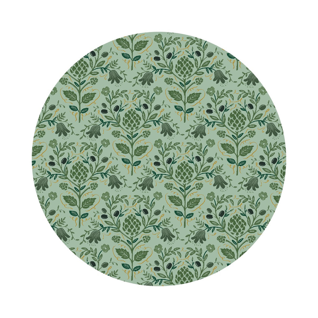 Artichoke in Sage Metallic - Dahlia Collection by Rifle Paper Co. - Cotton + Steel Fabrics