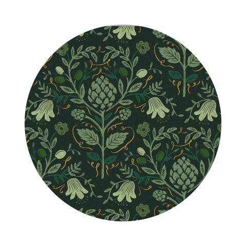 Artichoke in Hunter Metallic Canvas - Dahlia Collection by Rifle Paper Co. - Cotton + Steel Fabrics