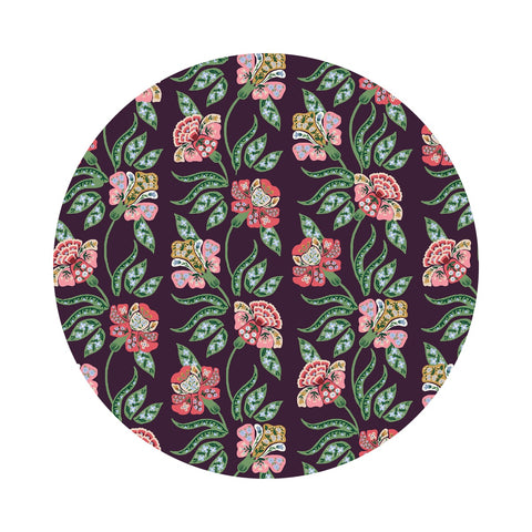 Posie in Aubergine Cotton - Dahlia Collection by Rifle Paper Co. - Cotton + Steel Fabrics