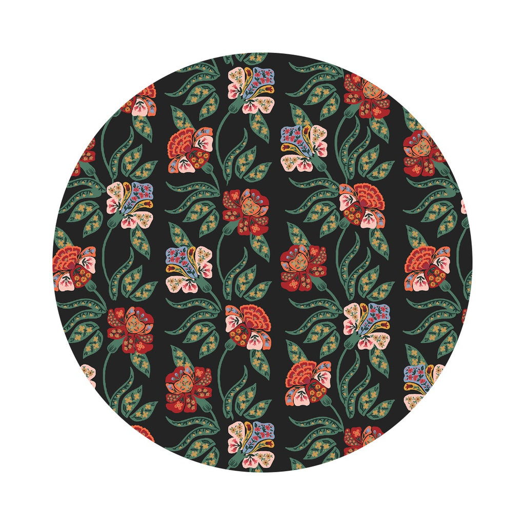 Posie in Black Cotton - Dahlia Collection by Rifle Paper Co. - Cotton + Steel Fabrics