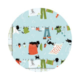 Hanging Out in Sky - Cats in the Laundry Collection - Dear Stella Fabrics