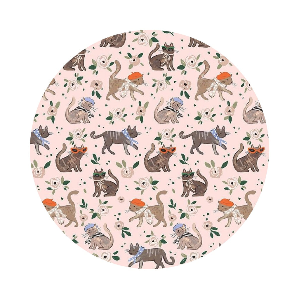 French Cats in Blush - Ma Belle Collection - Dear Stella Fabrics