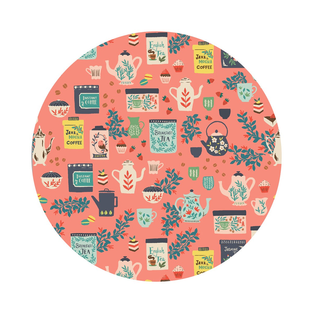 1 meter left! - Coffee or Tea in Just Peachy - Sunday Afternoon Collection - Cotton + Steel Fabrics
