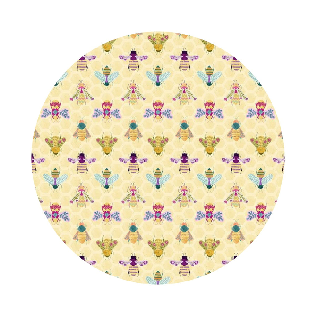 .5 meters left! - Bee Curious in Limelight - Curious Garden Collection - Dear Stella Fabrics