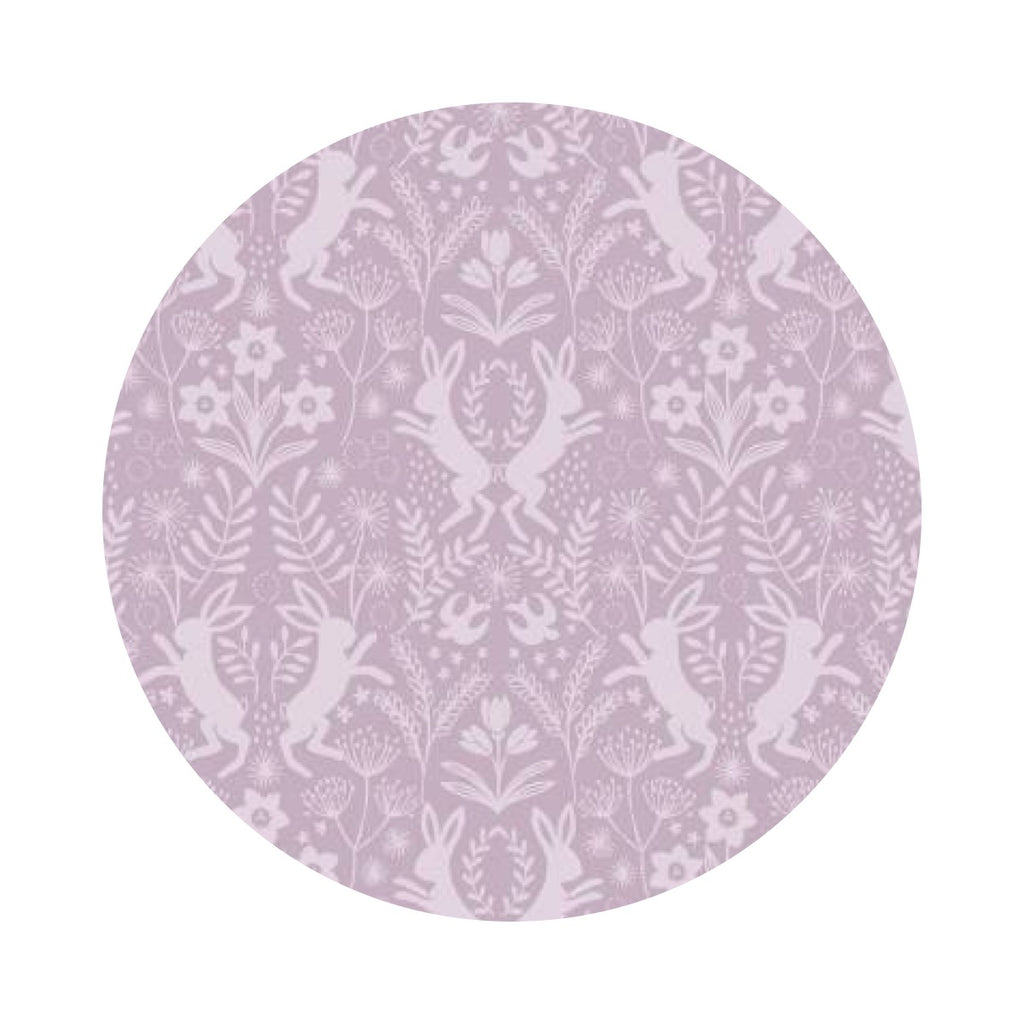 Small Hares in Dusky Lilac - Spring Hare Reloved Collection - Lewis & Irene Fabrics