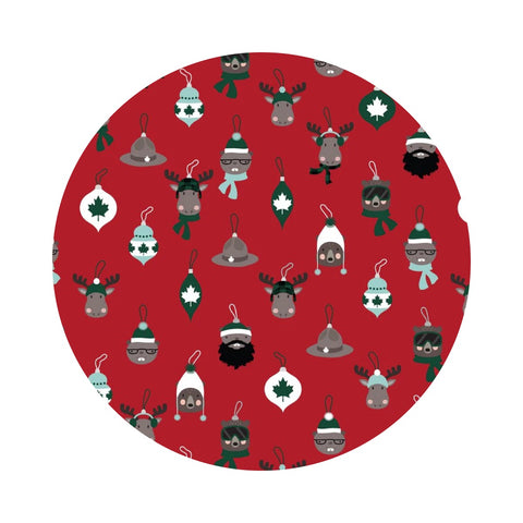 Critter Ornaments in Crimson - Purely Canadian EH : Holid'EH Season Collection - Robert Kaufman Fabrics