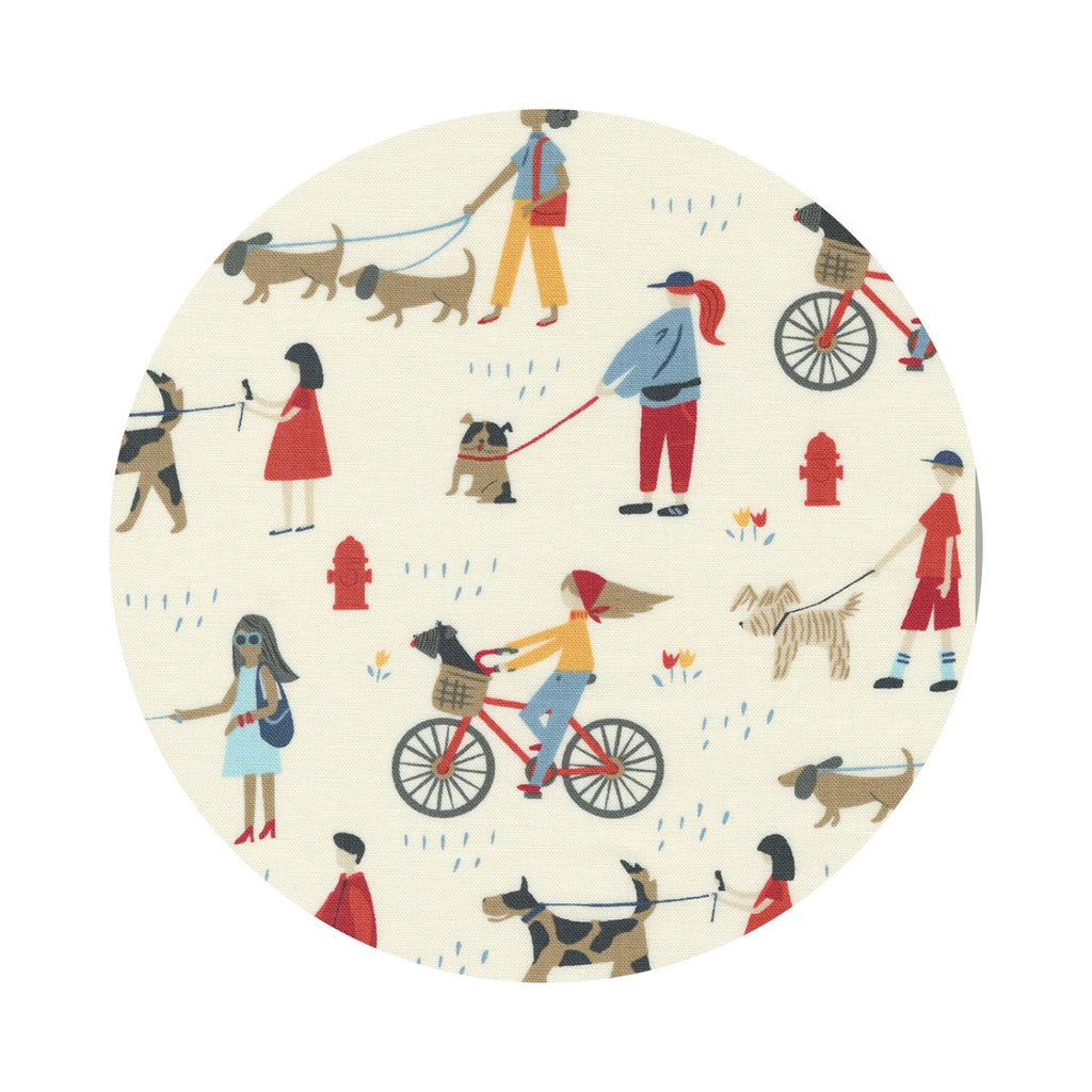 4 meters left! - Daily Walk in Cream - Dog Daze Collection - Moda Fabrics