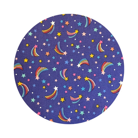 4 meters left! - Shooting Rainbow Stars in Blue -  Over theRainbow Collection - Lewis & Irene Fabrics