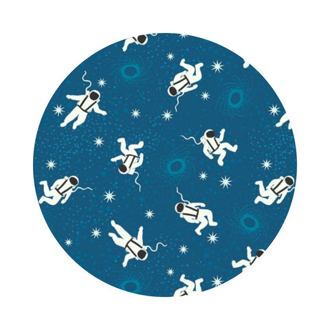 Astronauts in Blue Glow in the Dark - Space Glow Collection - Lewis & Irene Fabrics