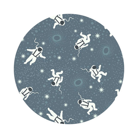 Astronauts in Gray Blue Glow in the Dark - Space Glow Collection - Lewis & Irene Fabrics