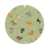 Cats on Light Green - Paws and Claws Collection - Lewis & Irene Fabrics