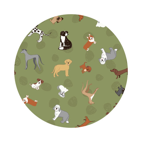 Dogs on Green - Paws and Claws Collection - Lewis & Irene Fabrics