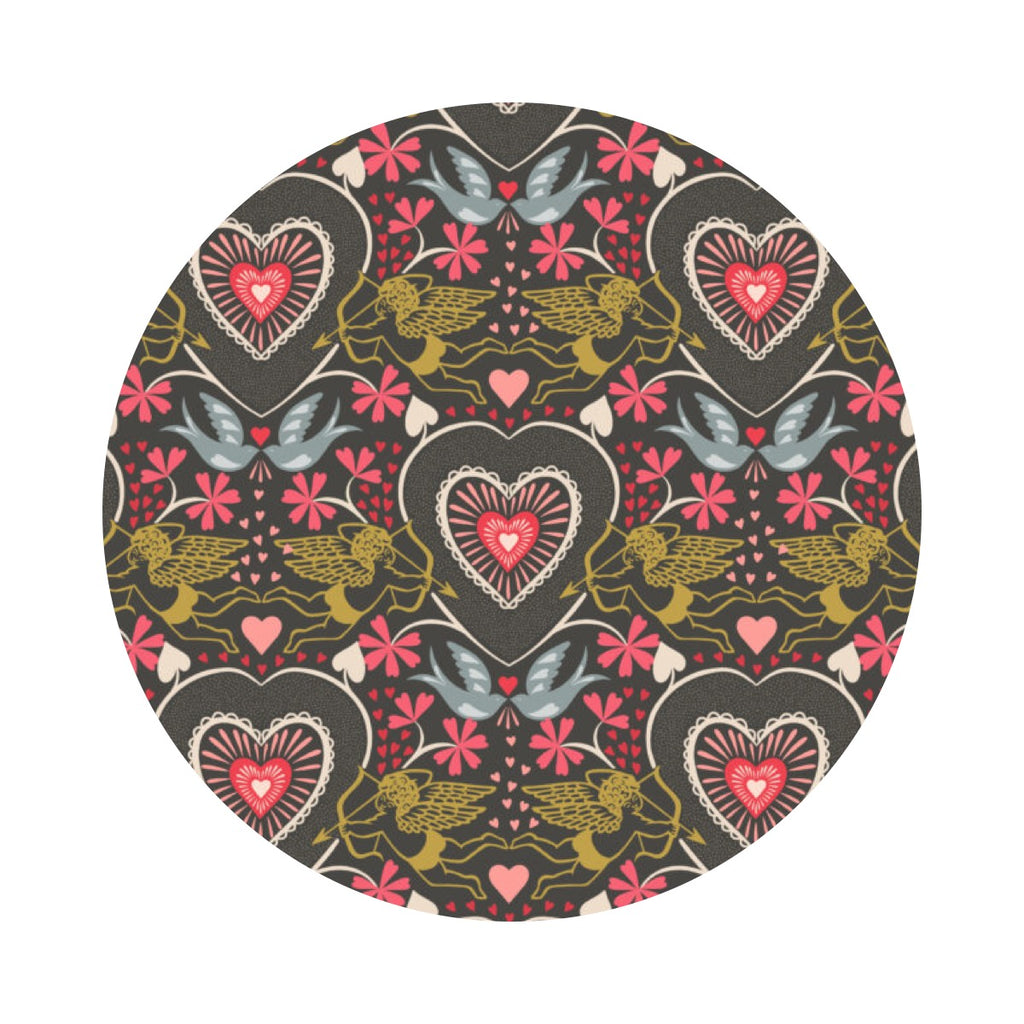 All We Need Is Love on Charcoal with Gold Metallic - All We Need Is Love Collection - Lewis & Irene Fabrics