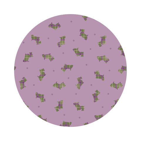 Scottie Dog on Warm Purple - Small Things Celtic Inspired Collection - Lewis & Irene Fabrics