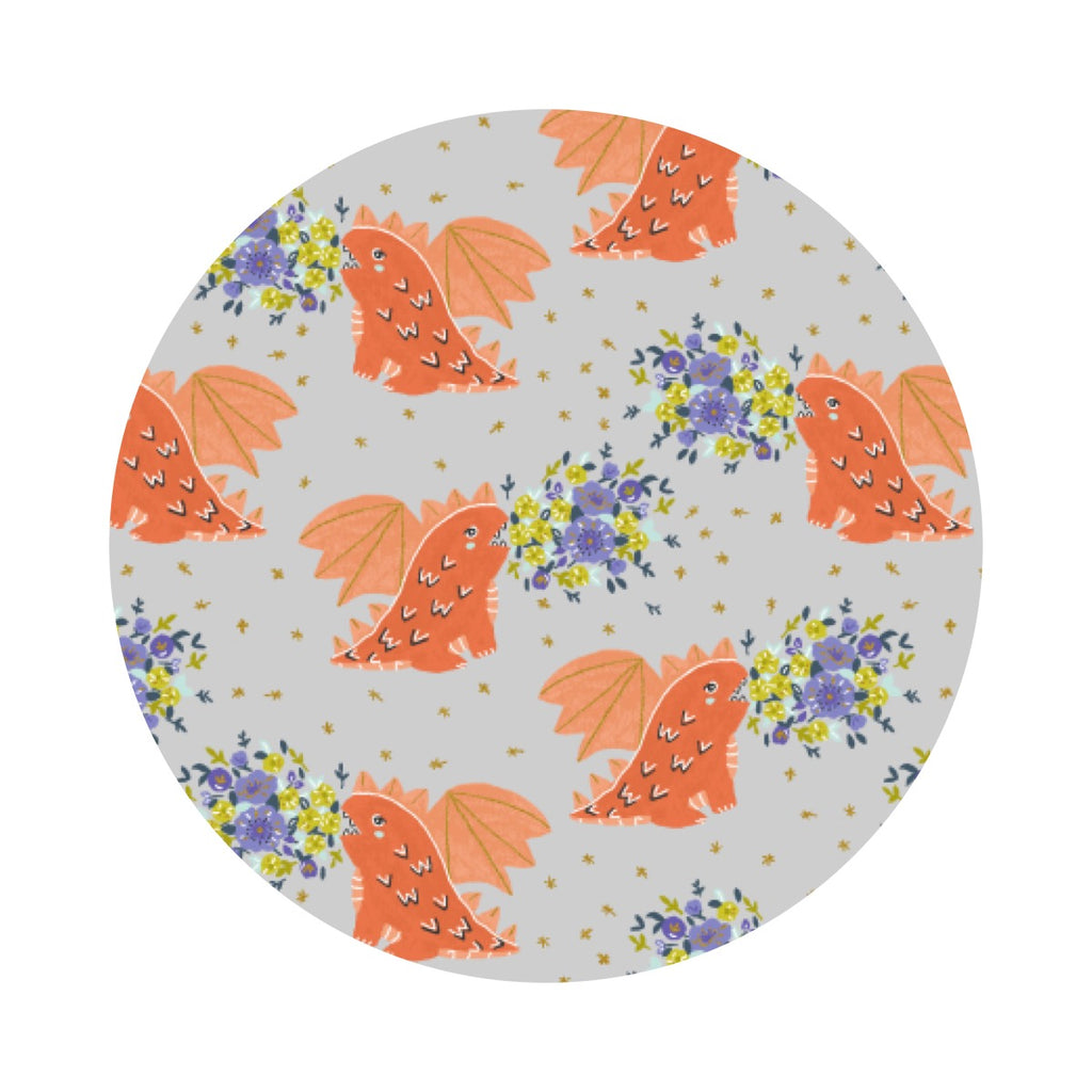 Always Be a Dragon in Blazing Metallic - Life Finds a Way Collection - Calli and Co. - Cotton + Steel Fabrics