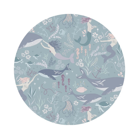 Sirens Spell in Dusky Turquoise - Sound of the Sea Collection - Lewis & Irene Fabrics