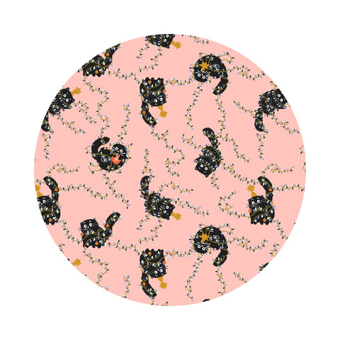 3.5 meters left! - Catmas Tangle in Cat's Meow Metallic - T'was the Night Before Catmas - Calli & Co. - Cotton + Steel Fabrics