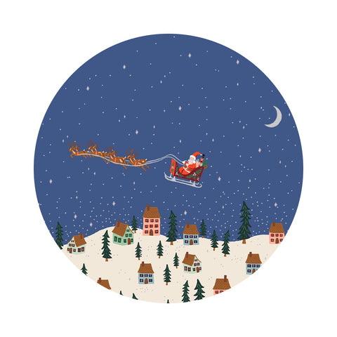 Santa's Sleigh on Navy Metallic Cotton - Holiday Classics V by Rifle Paper Co. - Cotton + Steel Fabrics