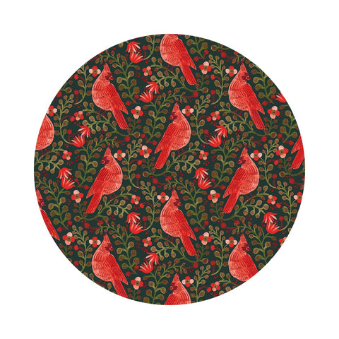 Cardinals on Evergreen with Metallic - Holiday Classics V by Rifle Paper Co. - Cotton + Steel Fabrics