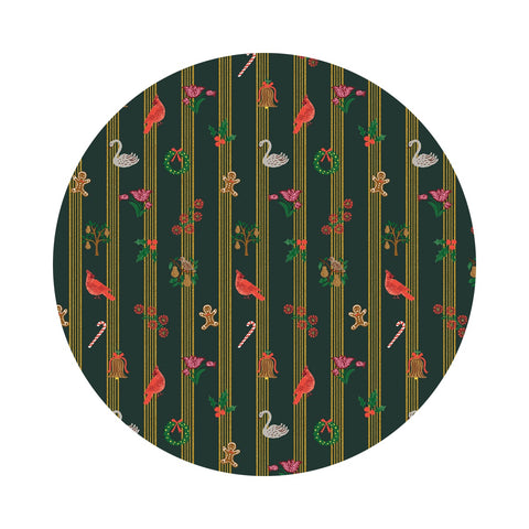 Yuletide in Evergreen Metallic - Holiday Classics V by Rifle Paper Co. - Cotton + Steel Fabrics