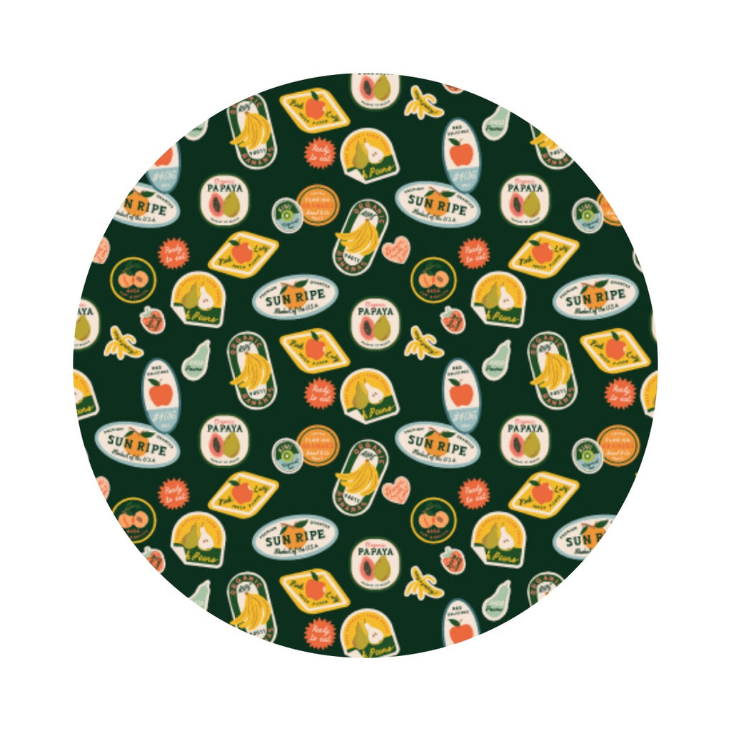 1 meter left! - Fruit Stickers in Hunter  - Orchard by Rifle Paper Co. - Cotton + Steel Fabrics