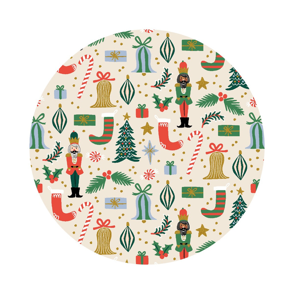Deck the Halls in Cream Metallic - Holiday Classics 2 by Rifle Paper Co. - Cotton + Steel Fabrics