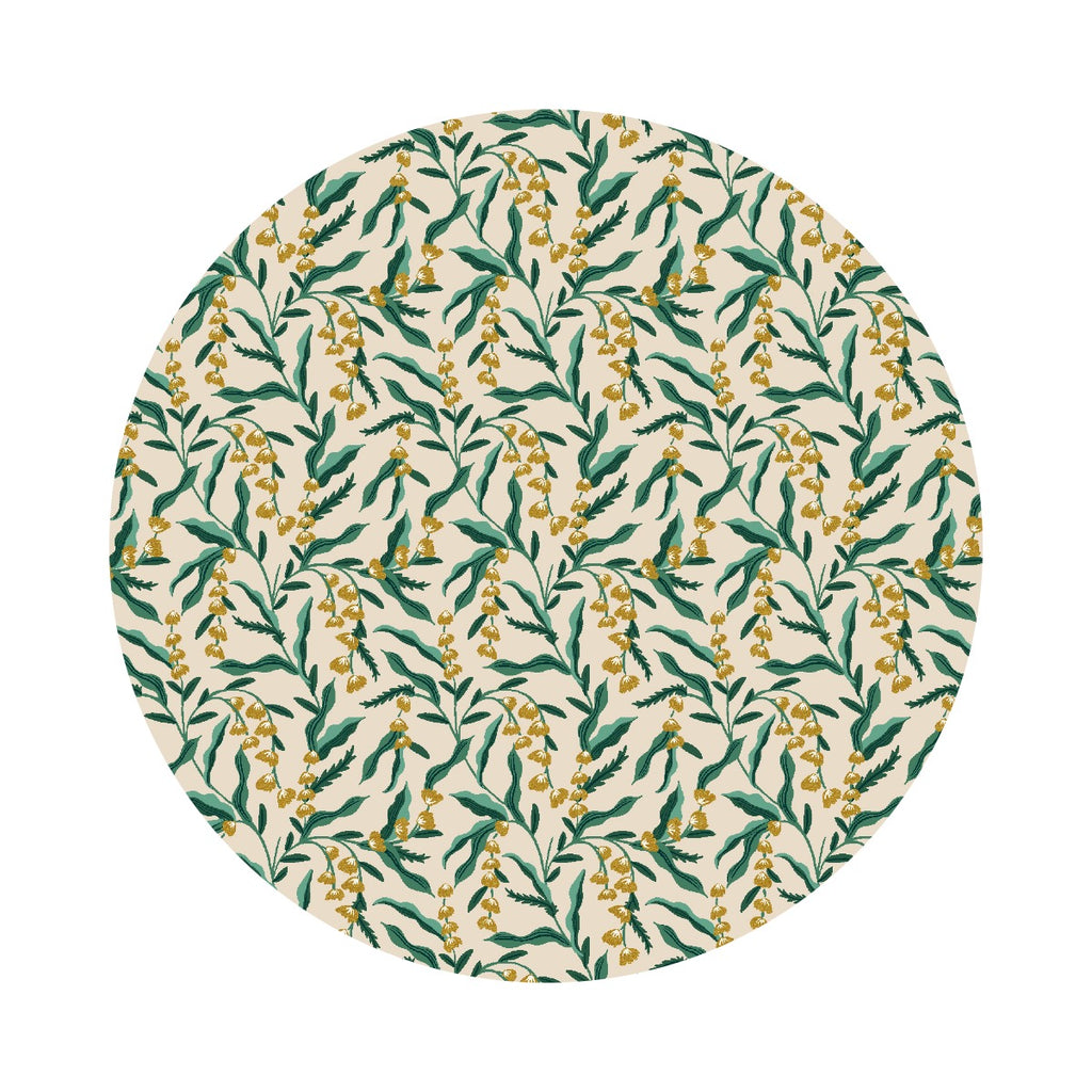 Lily in Cream Cotton with Metallic - Vintage Garden by Rifle Paper Co. - Cotton + Steel Fabrics