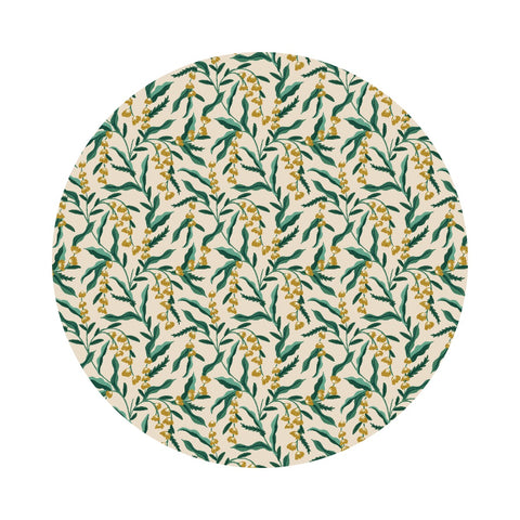Lily in Cream Cotton with Metallic - Vintage Garden by Rifle Paper Co. - Cotton + Steel Fabrics